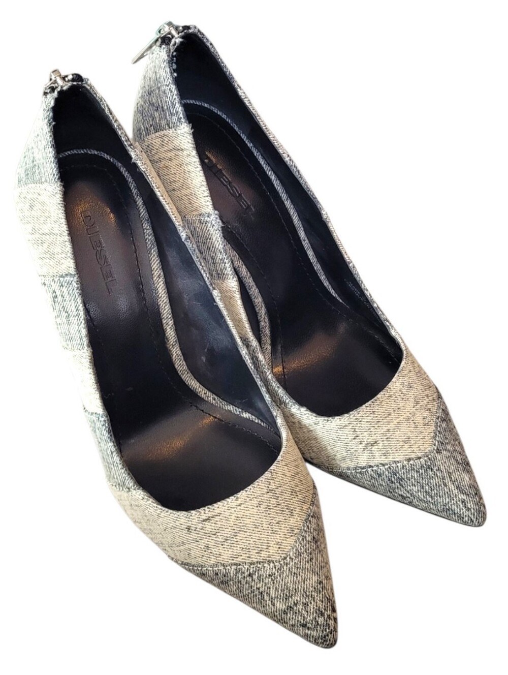 Diesel Denim Women's Two-Tone Pointed Toe Zipper Pumps Size 39/ US 8.5
